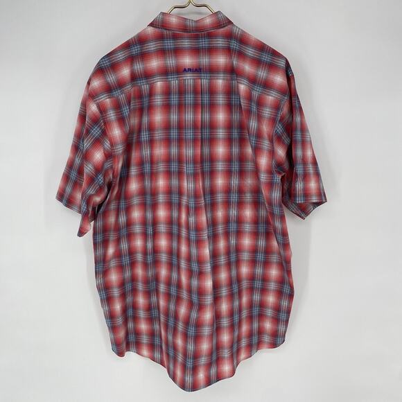Ariat Men's Pro Jayceon Classic Short Sleeve Button Plaid Shirt Size L - Picture 2 of 10